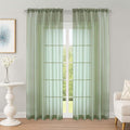 OWENIE Sage Green Sheer Curtains 72 Inches Long 2 Panels Set, Transparent Voile by OWENIE