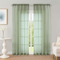 OWENIE Sheer Curtains 84 Inches Long 2 Panels Set, Sage Green Sheer Curtain by OWENIE