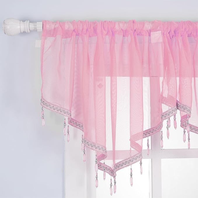 Molaxhome Swag Curtain 51 inch Length Rod Pocket Scalloped Curtain Valance - Image 4