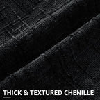 decorUhome Black Chenille Euro Sham Throw Pillow Covers 24x24 Set of 2 Textured - Image 2