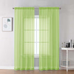 Chyhomenyc Sheer Lime Curtains 90 inches Long 2 Panels, Light Filtering Soft by Chyhomenyc