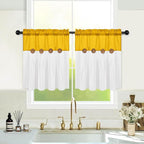 FRAMICS Farmhouse Kitchen Curtains 24 Inch Length, Rustic Cotton Linen Tier - Image 2