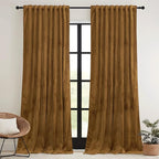 RYB HOME Gold Brown Velvet Curtains 72 inches - Image 2