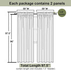 Lecloud Navy Blue Sheer Curtains 96 Inches Long 2 Pcs, Light Filtering Window - Image 3