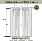 Lecloud Blush Pink Sheer Curtains 96 Inches Long 2 Panels Set, Modern Farmhouse - Image 3