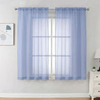 OVZME Sheer Curtains 63 inch Length 2 Panels Set by OVZME