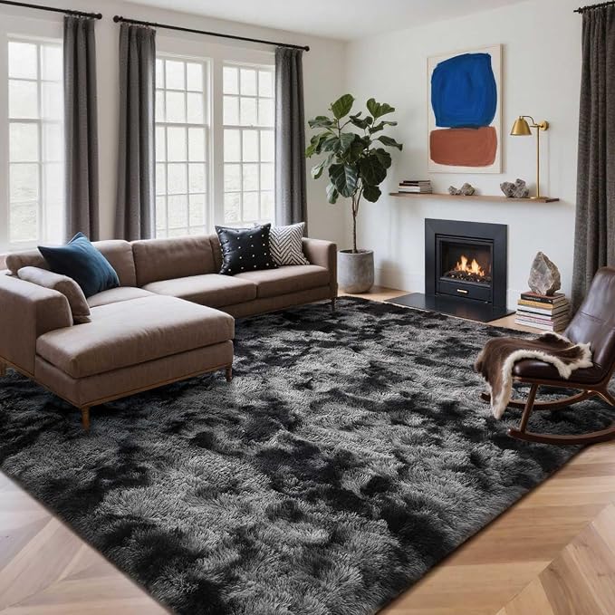 5x8 Ft Large Shag Rugs for Bedroom Living Room Decor for Men Boys, Tie Dyed by Cuzwlovita
