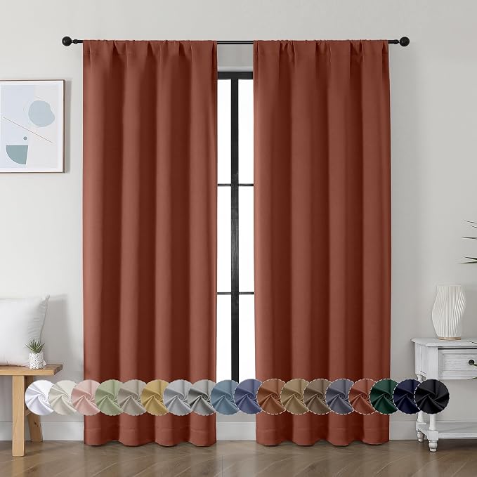 Simplebrand Ava Terracotta Blackout Curtains by Simplebrand