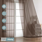 Chocolate Sheer Curtains 90 Inches Long 2 Panels, Light Filtering Solid Sheer - Image 5