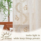 jinchan Belrose Linen Curtains for Bedroom Floral Curtains 84 Inch Length Linen - Image 5