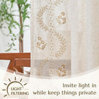 jinchan Belrose Linen Curtains for Bedroom Floral Curtains 63 Inch Length Linen - Image 5