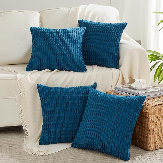 Fancy Homi 4 Packs Teal Decorative Throw Pillow Covers 18x18 Inch by Fancy+Homi