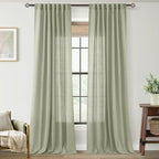 Linen Blend Sage Green Curtains 84 inch Length 2 Panels by Jolilight