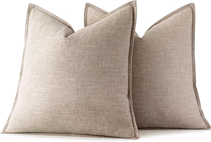 MIULEE Decorative Linen Pillow Covers 18x18 Inch Natural Linen Boho Farmhouse - Image 7