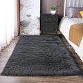 Latepis Dark Grey Fur 3x5 Area Shaggy Bedside Faux Sheepskin Rug by Latepis
