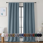 Simplebrand Ava Stone Blue Blackout Curtains by Simplebrand