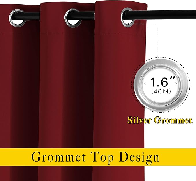 NICETOWN Burgundy Red Sliding Door Curtains 2 Panels Set 118 inches Long - Image 2