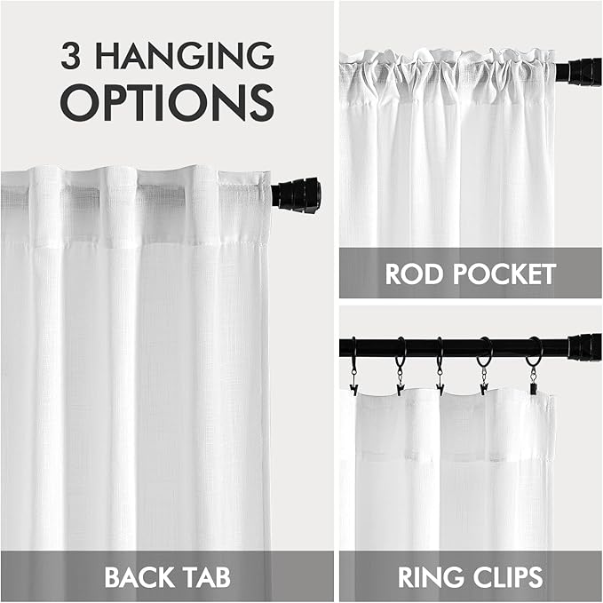 MIULEE White Linen Curtains 94 Inch Long 2 Panels - Image 3