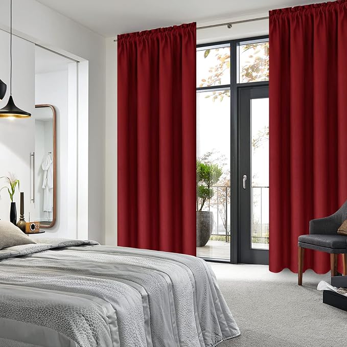 DWCN Burgundy Room Darkening Blackout Curtains - Image 2