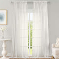 OWENIE Extra Long Ivory Sheer Curtains 144 inch 2 Panels Set, Translucent by OWENIE