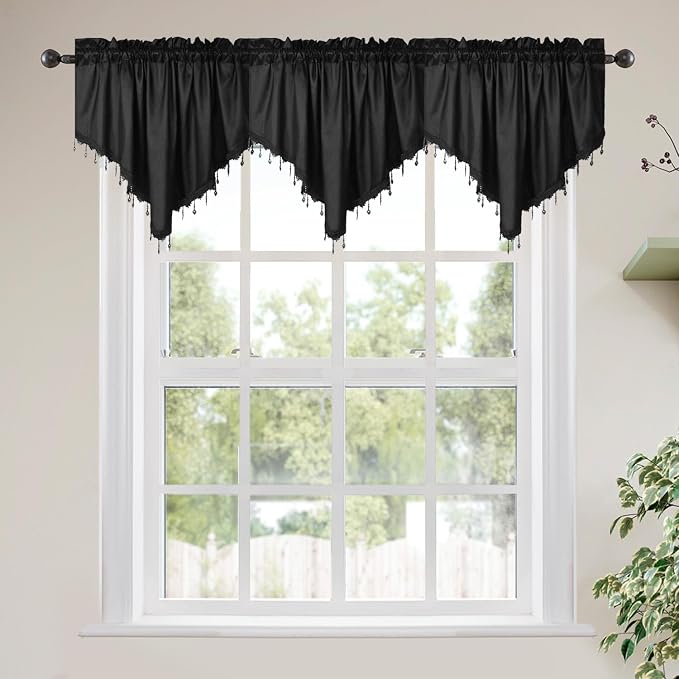 Molaxhome Swag Curtain 51 inch Length Rod Pocket Scalloped Curtain Valance by Molaxhome