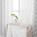 Lecloud Leia White Sheer Curtains 120 Inches Long 2 Panels, Jacquard Textured - Image 7