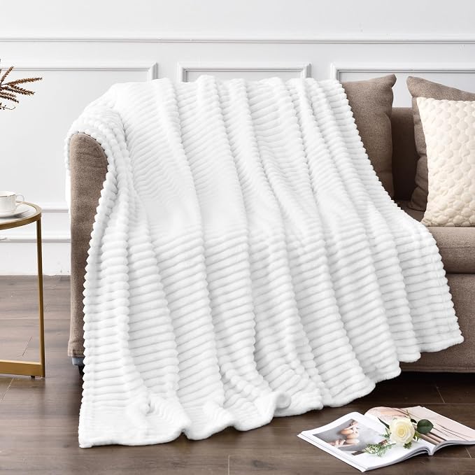 BEDELITE Fleece Throw Blanket for Couch – 3D Ribbed Jacquard Soft and Warm - Image 2