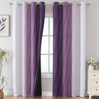 Estelar Textiler Purple and Greyish White Ombre Blackout Curtains 90 Inch - Image 2
