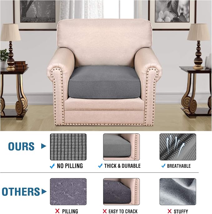 H.VERSAILTEX Stretch Couch Cushion Covers Individual Seat Sofa Slipcovers - Image 2