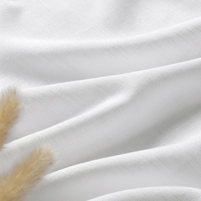 Nanspring White Linen Curtains 84 Inch Length 2 Panels Set - Image 5