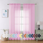 Aiyufeng Light Pink Sheer Curtains 84 Inches Long 2 Panels Set, Semi by Aiyufeng