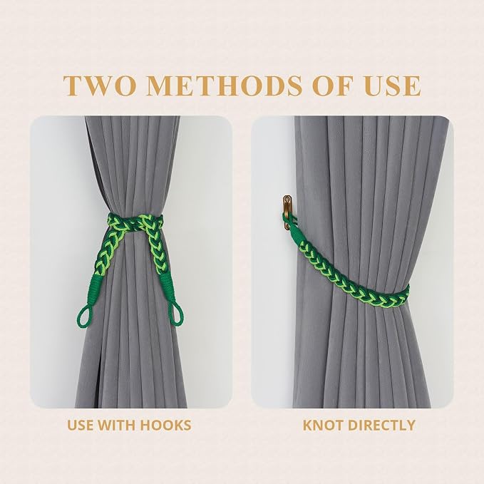 NICEEC 2 Pack Natural Cotton Rope Curtain Tiebacks Elegant Boho Style - Image 5