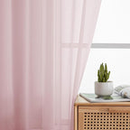 OWEINE Sheer Curtains 84 Inches Long 2 Panels Set, Rod Pocket Fimly Voile Solid - Image 4