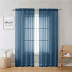 Lecloud Dusty Blue Sheer Curtains 78 Inches Long 2 Panels, Light Filtering by Lecloud