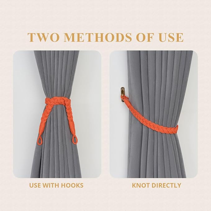 NICEEC 4 Pack Natural Cotton Rope Curtain Tiebacks Elegant Boho Style - Image 5