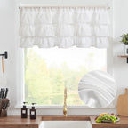 jinchan Ruffled Valance Curtain Slubbed Crossed Kitchen Valance Vintage - Image 2