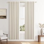 Guken 100% Blackout Linen Curtains 80 Inch Length 2 Panels Set by Guken