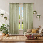 WAZZIO Boho Lace Curtains 2 Panels 63 Inch -Vintage Victorian Sheer Panel Drape - Image 3