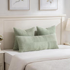 Fancy Homi Set of 2 Sage Green Boho Long Lumbar Body Decorative Throw Pillow - Image 2