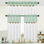 FRAMICS Boho Kitchen Curtains 36 Inch Length, Farmhouse Cotton Linen Tier - Image 3