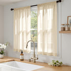 MIULEE Cream Sheer Curtains 63 Inches Long, 4 Panels Set, Light Filtering Rod - Image 2