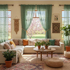 WAZZIO Boho Lace Curtains 2 Panels 72 Inches -Vintage Victorian Sheer Panel - Image 4