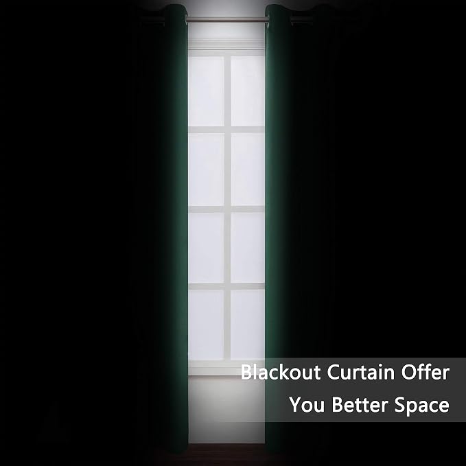 LEMOMO Dark Green Blackout Curtains/42 x 84 Inch/Set of Two Panels Grommet - Image 3