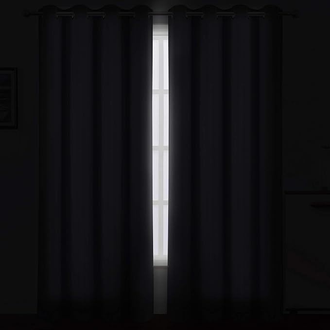 LEMOMO Grey Blackout Curtains/52 x 108 Inch/Set of 2 Panels Thermal Insulated - Image 3