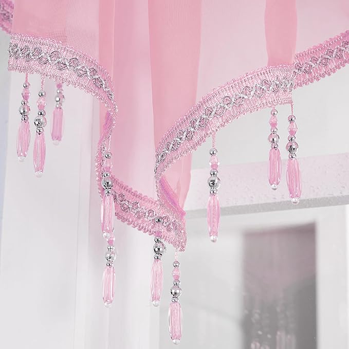 Molaxhome Swag Curtain 51 inch Length Rod Pocket Scalloped Curtain Valance - Image 7