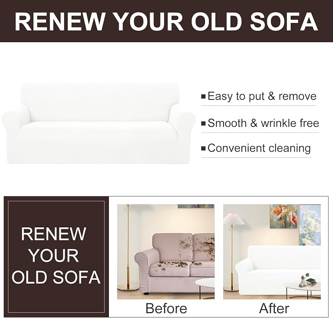 U-NICE HOME 4 Seater Stretch Couch Cover Sofa Cover Washable Sofa Slipcover - Image 5