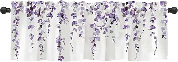 Watercolor Purple Leaves Window Valance by debraleye