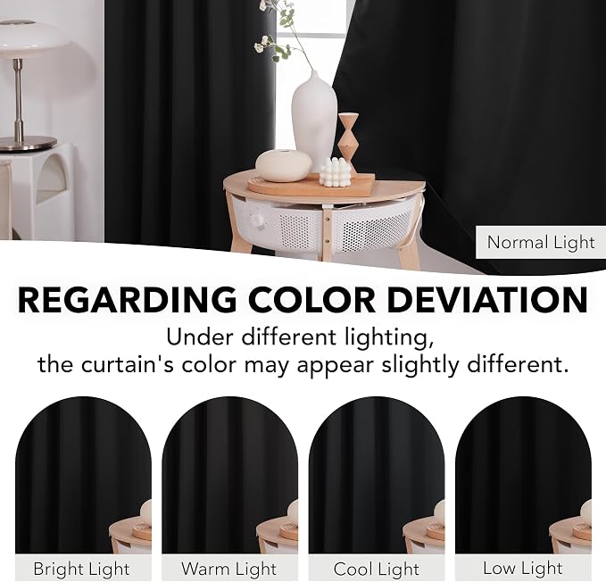 Deconovo Blackout Curtains, Thermal Insulated, W42 x L54 2 Panels, Back Tab - Image 6