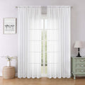Lecloud White Sheer Curtains 84 Inches Long 2 Panels, Solid Airy Voile Extra by Lecloud