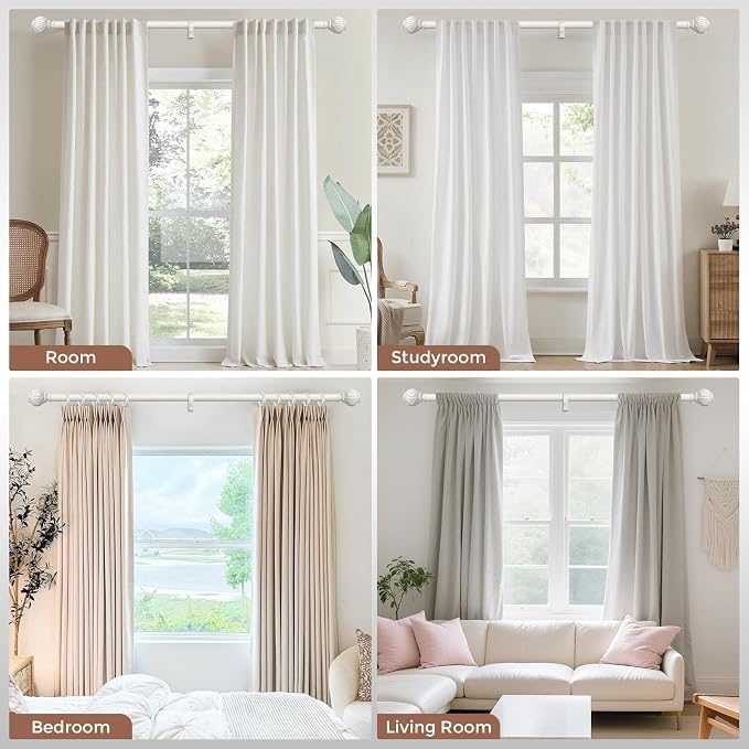 White Curtain Rods for Windows 48 to 84 Inch, Antique Decorative 1 Inch - Image 2